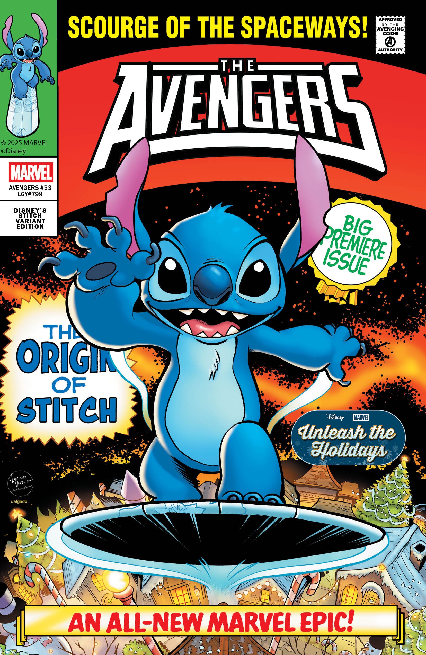 Avengers #33 Luciano Vecchio Disney Stitch Unleash The Holidays Variant | Game Master's Emporium (The New GME)