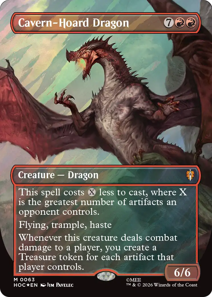 Cavern-Hoard Dragon (Borderless) (Surge Foil) [The Hobbit: Eternal-Legal] | Game Master's Emporium (The New GME)