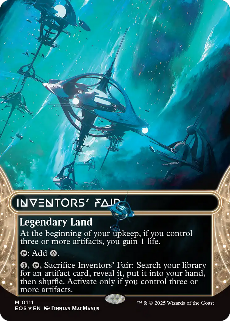 Inventors' Fair (0111) (Borderless) (Galaxy Foil) [Edge of Eternities: Stellar Sights] | Game Master's Emporium (The New GME)