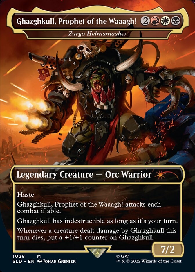 Ghazghkull, Prophet of the Waaagh! - Zurgo Helmsmasher (Borderless) [Secret Lair Drop Series] | Game Master's Emporium (The New GME)
