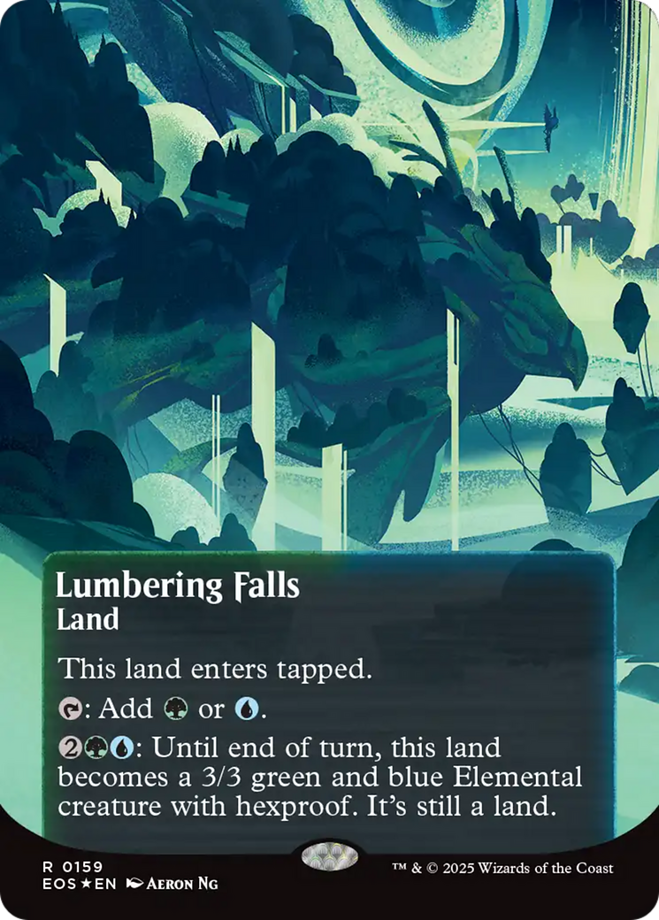 Lumbering Falls (0159) (Borderless) (Galaxy Foil) [Edge of Eternities: Stellar Sights] | Game Master's Emporium (The New GME)