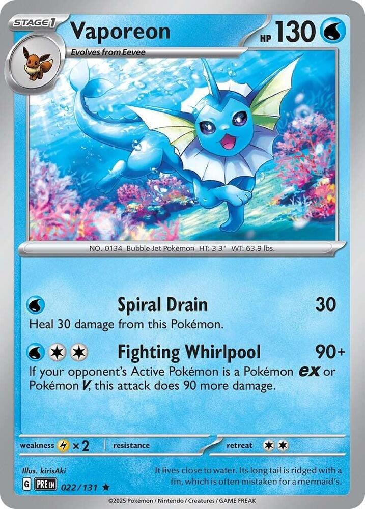 Vaporeon (022/131) [Scarlet & Violet: Prismatic Evolutions] | Game Master's Emporium (The New GME)