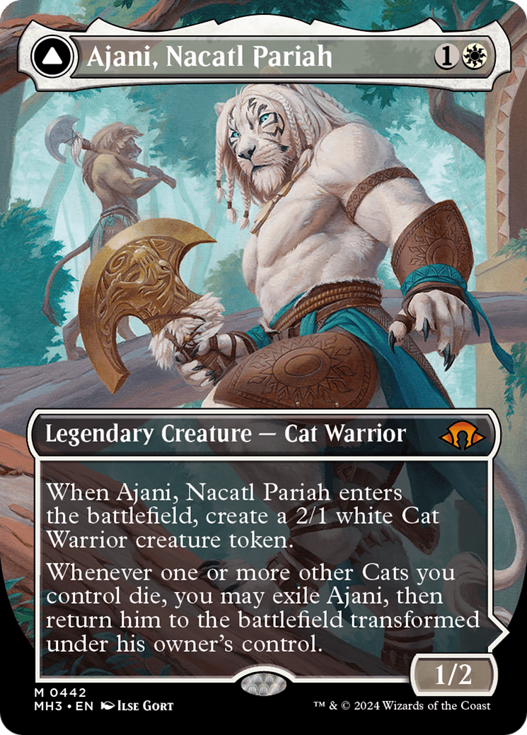Ajani, Nacatl Pariah // Ajani, Nacatl Avenger (Borderless) [Modern Horizons 3] | Game Master's Emporium (The New GME)