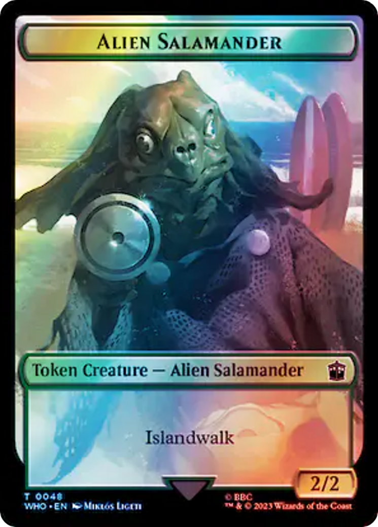 Alien // Alien Salamander Double-Sided Token (Surge Foil) [Doctor Who Tokens] | Game Master's Emporium (The New GME)