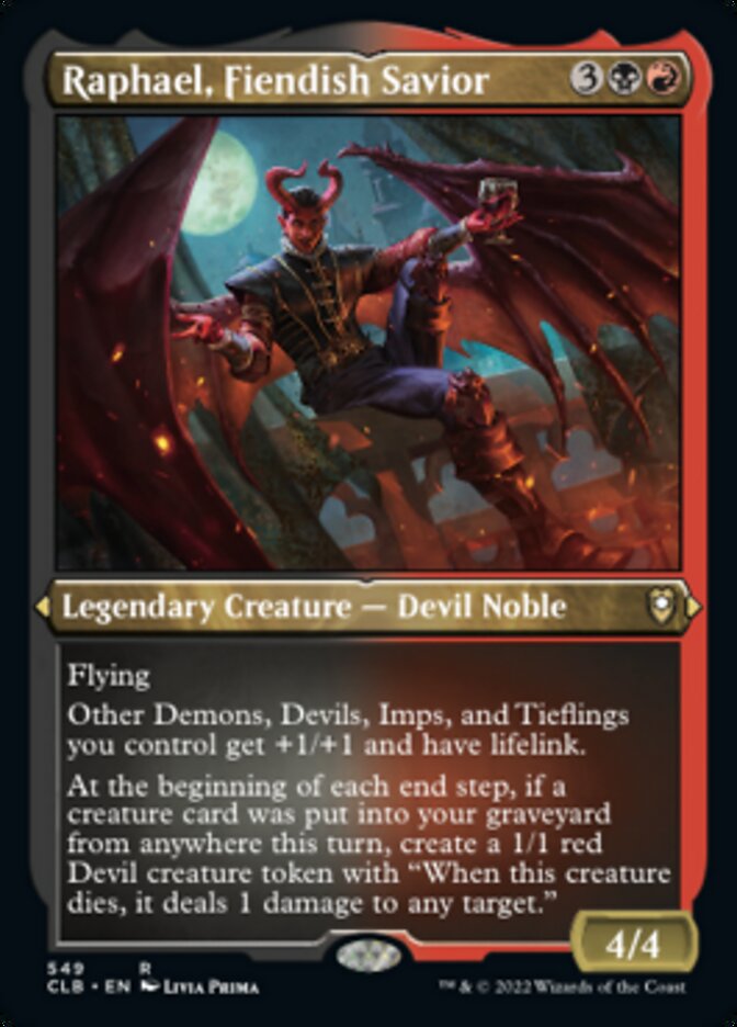 Raphael, Fiendish Savior (Foil Etched) [Commander Legends: Battle for Baldur's Gate] | Game Master's Emporium (The New GME)