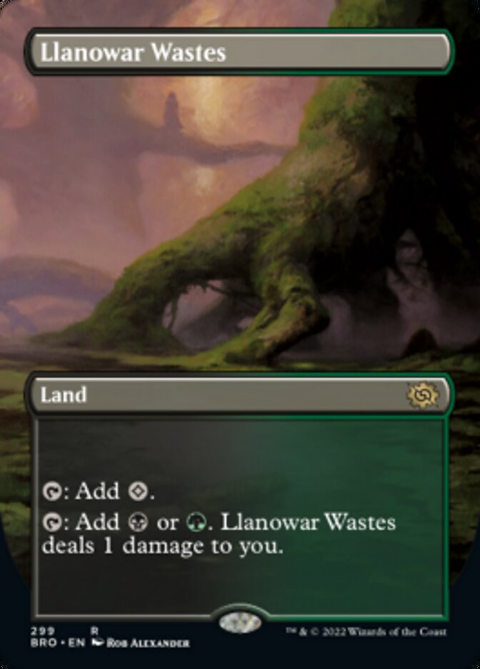 Llanowar Wastes (Borderless Alternate Art) [The Brothers' War] | Game Master's Emporium (The New GME)