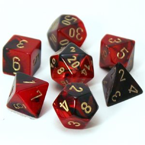 Chessex 7pc Dice Gemini Black-Red/Gold | Game Master's Emporium (The New GME)