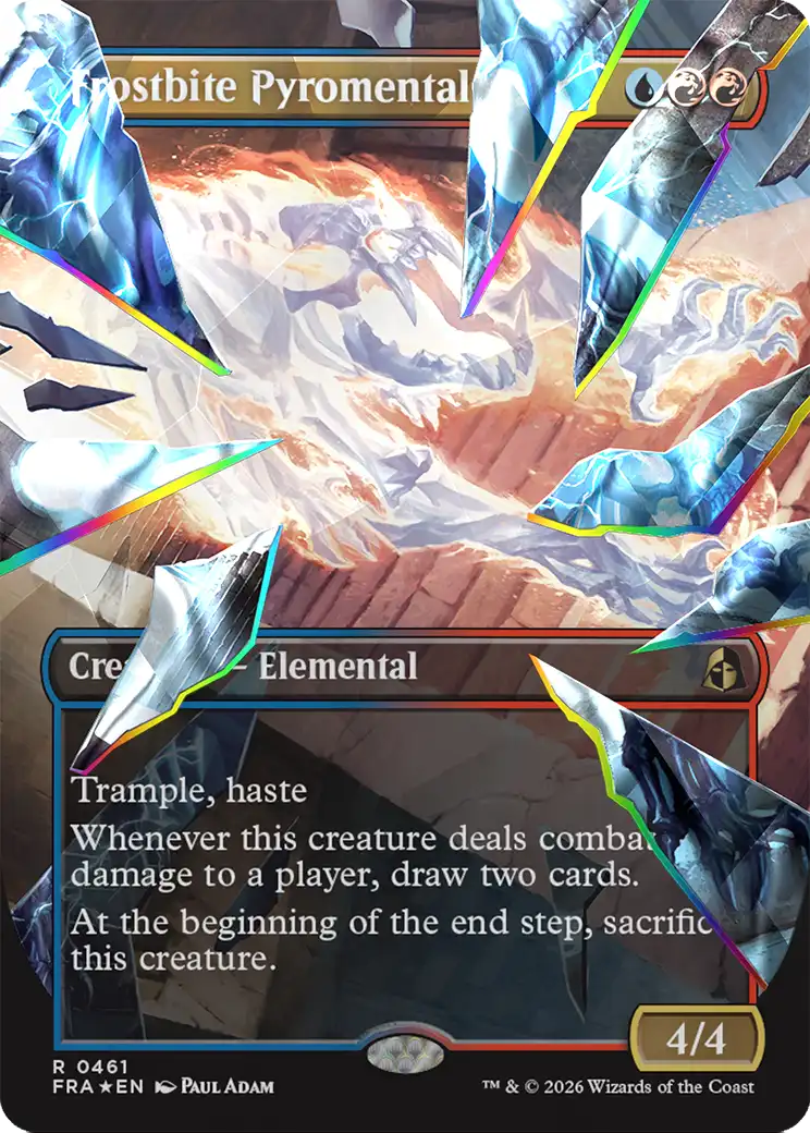 Frostbite Pyromental (Borderless) (Facet Foil) [Reality Fracture] | Game Master's Emporium (The New GME)