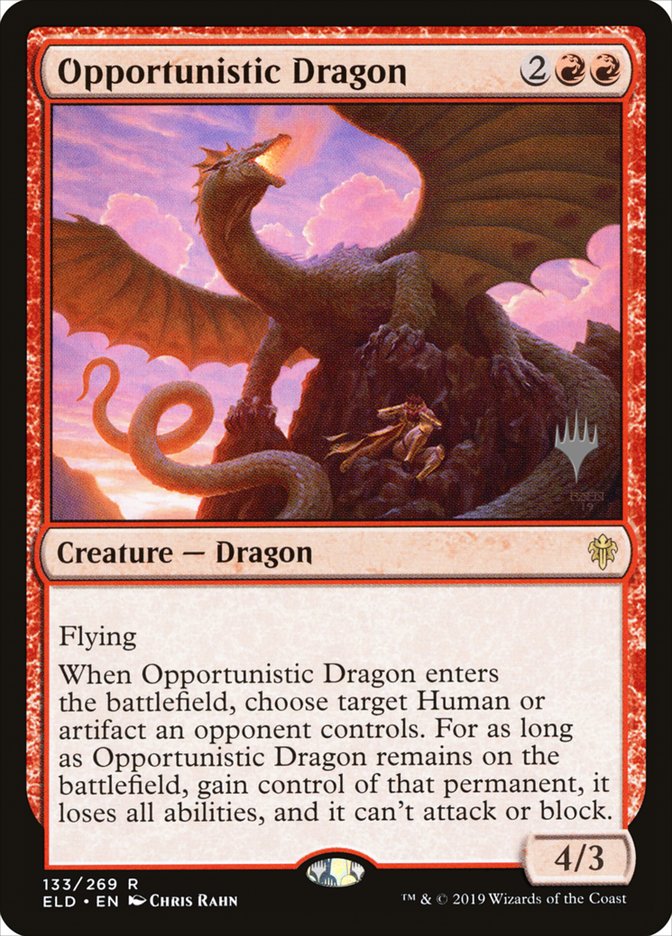 Opportunistic Dragon (Promo Pack) [Throne of Eldraine Promos] | Game Master's Emporium (The New GME)