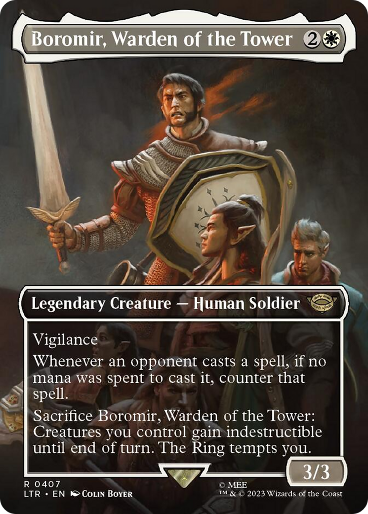 Boromir, Warden of the Tower (Borderless Alternate Art) [The Lord of the Rings: Tales of Middle-Earth] | Game Master's Emporium (The New GME)