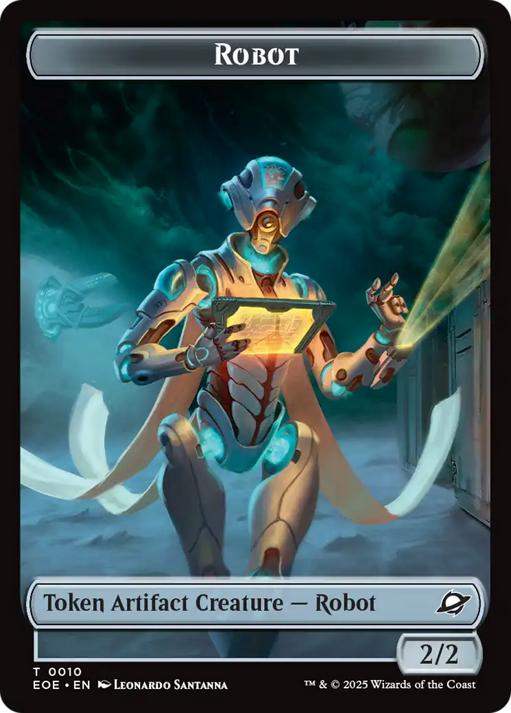 Robot // Emblem - Tezzeret, Cruel Captain Double-Sided Token [Edge of Eternities Tokens] | Game Master's Emporium (The New GME)