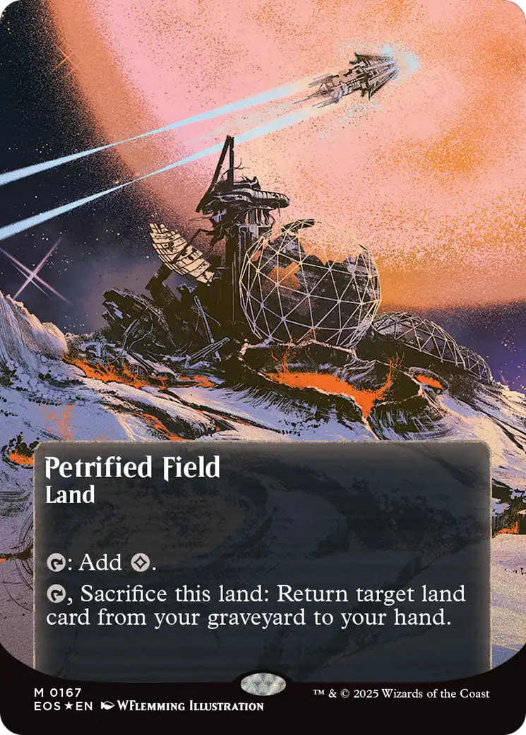 Petrified Field (0167) (Borderless) (Galaxy Foil) [Edge of Eternities: Stellar Sights] | Game Master's Emporium (The New GME)