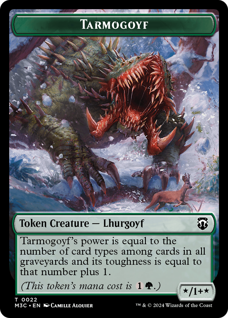 Tarmogoyf (Ripple Foil) // Saproling Double-Sided Token [Modern Horizons 3 Commander Tokens] | Game Master's Emporium (The New GME)