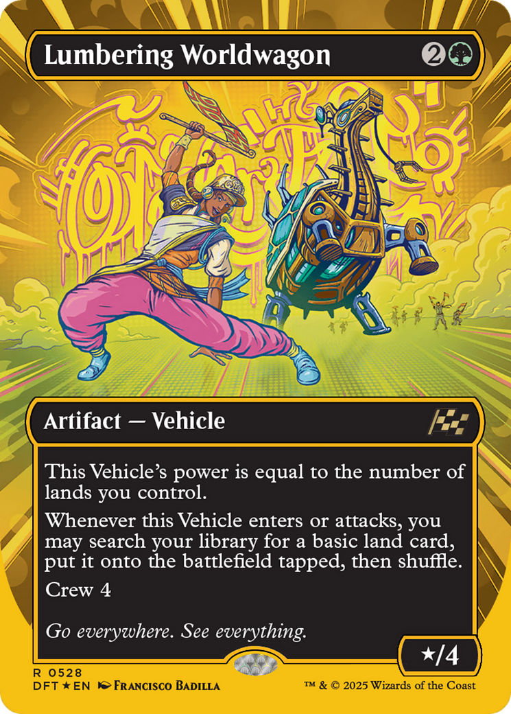 Lumbering Worldwagon (Borderless) (First-Place Foil) [Aetherdrift] | Game Master's Emporium (The New GME)