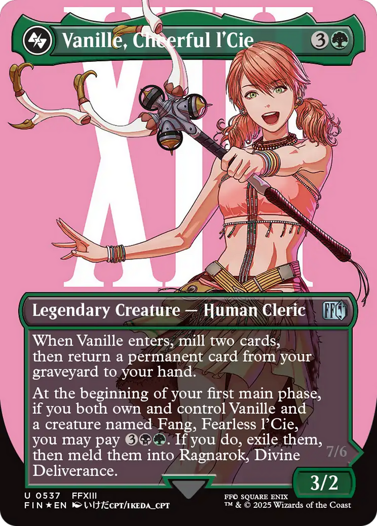 Vanille, Cheerful l'Cie // Ragnarok, Divine Deliverance (Borderless) (Surge Foil) [FINAL FANTASY] | Game Master's Emporium (The New GME)