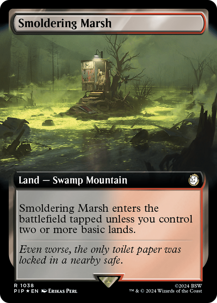Smoldering Marsh (Extended Art) (Surge Foil) [Fallout] | Game Master's Emporium (The New GME)