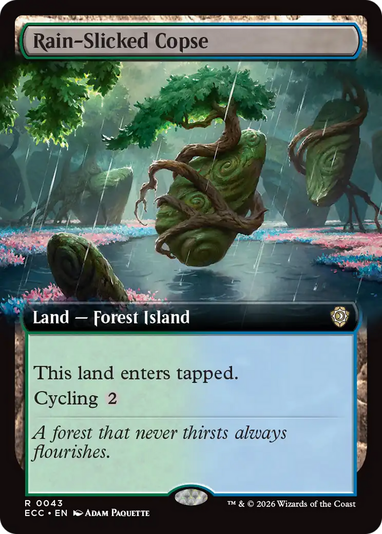 Rain-Slicked Copse (Extended Art) [Lorwyn Eclipsed Commander] | Game Master's Emporium (The New GME)
