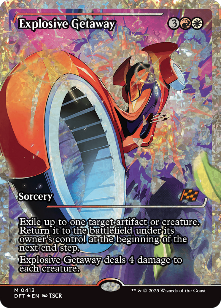 Explosive Getaway (Showcase) (Fracture Foil) [Aetherdrift] | Game Master's Emporium (The New GME)