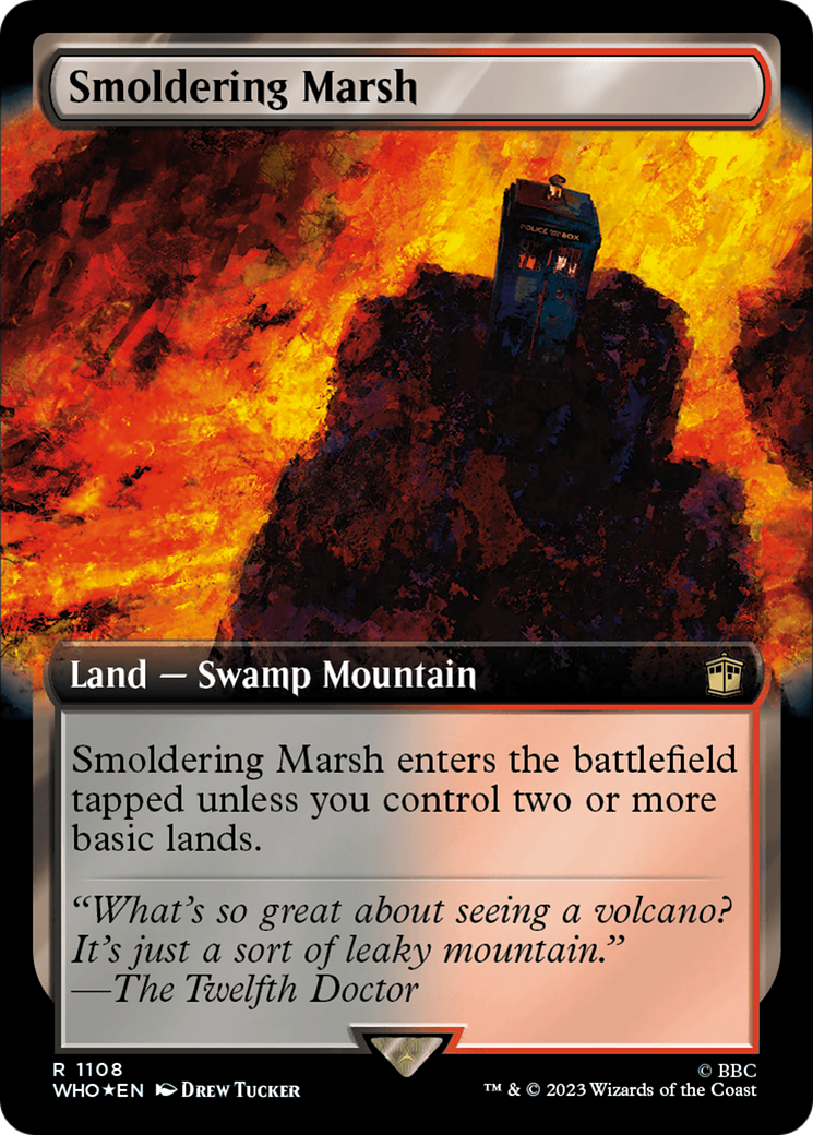 Smoldering Marsh (Extended Art) (Surge Foil) [Doctor Who] | Game Master's Emporium (The New GME)