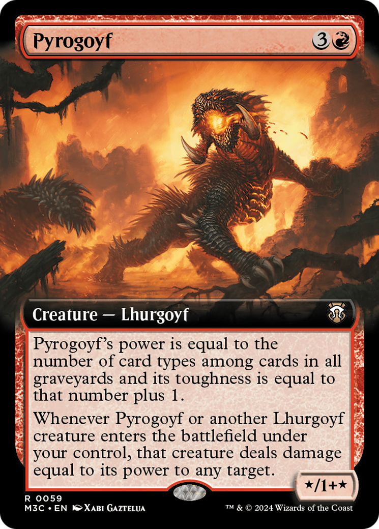 Pyrogoyf (Extended Art) (Ripple Foil) [Modern Horizons 3 Commander] | Game Master's Emporium (The New GME)