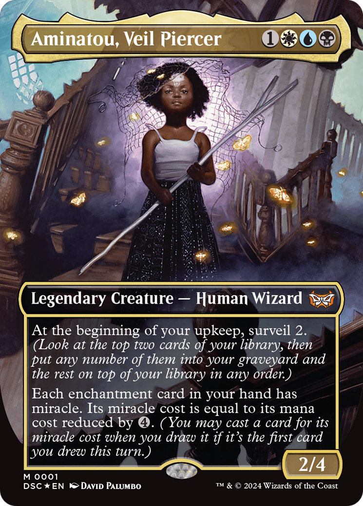 Aminatou, Veil Piercer (Borderless) [Duskmourn: House of Horror Commander] | Game Master's Emporium (The New GME)