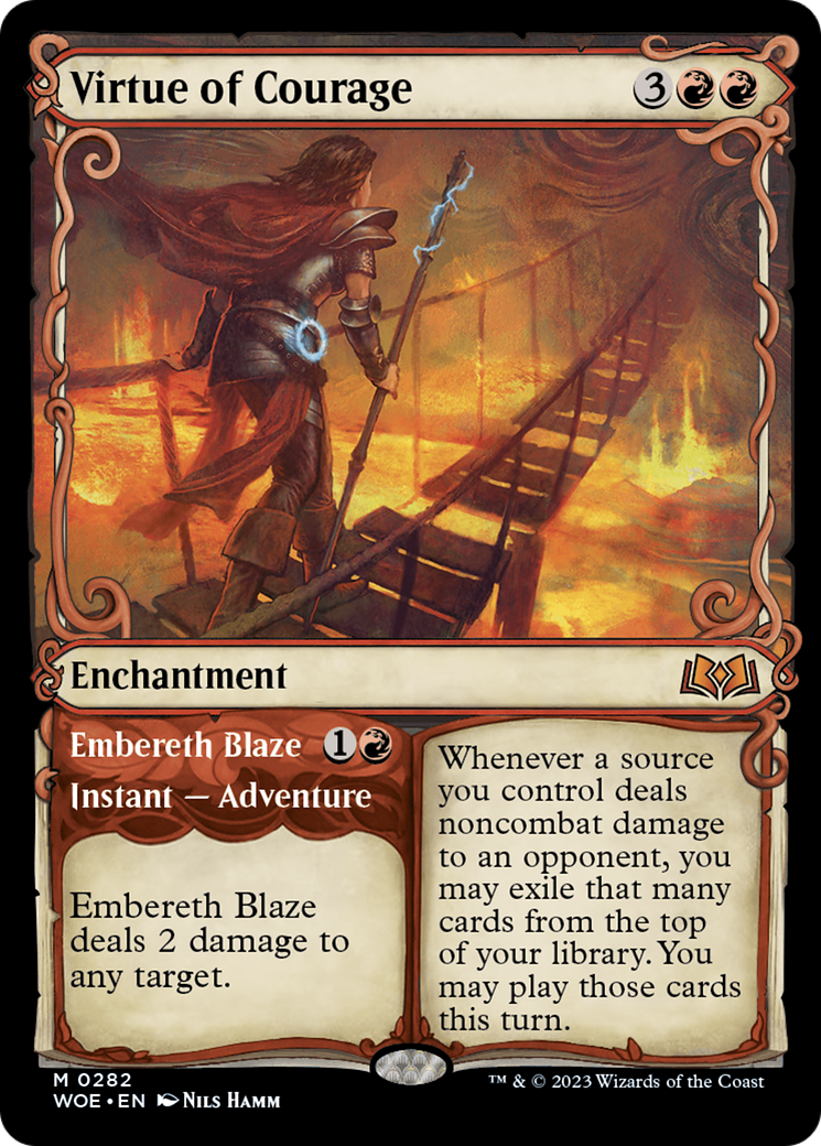 Virtue of Courage // Embereth Blaze (Showcase) [Wilds of Eldraine] | Game Master's Emporium (The New GME)
