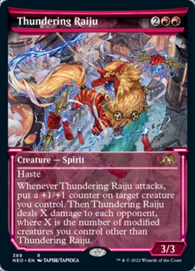 Thundering Raiju (Showcase Soft Glow) [Kamigawa: Neon Dynasty] | Game Master's Emporium (The New GME)