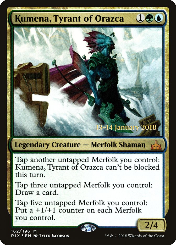 Kumena, Tyrant of Orazca [Rivals of Ixalan Prerelease Promos] | Game Master's Emporium (The New GME)