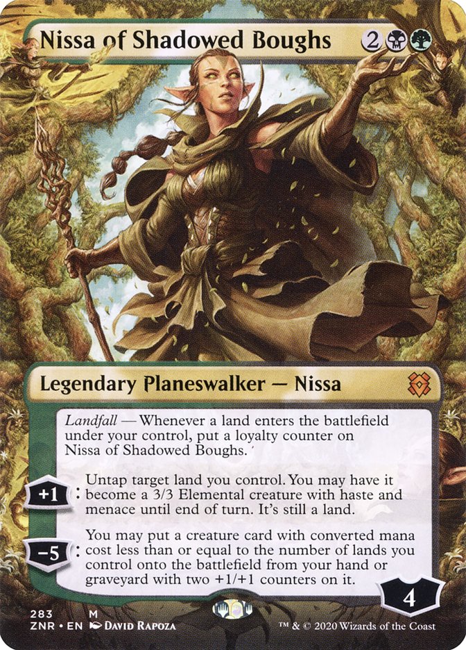 Nissa of Shadowed Boughs (Borderless) [Zendikar Rising] | Game Master's Emporium (The New GME)