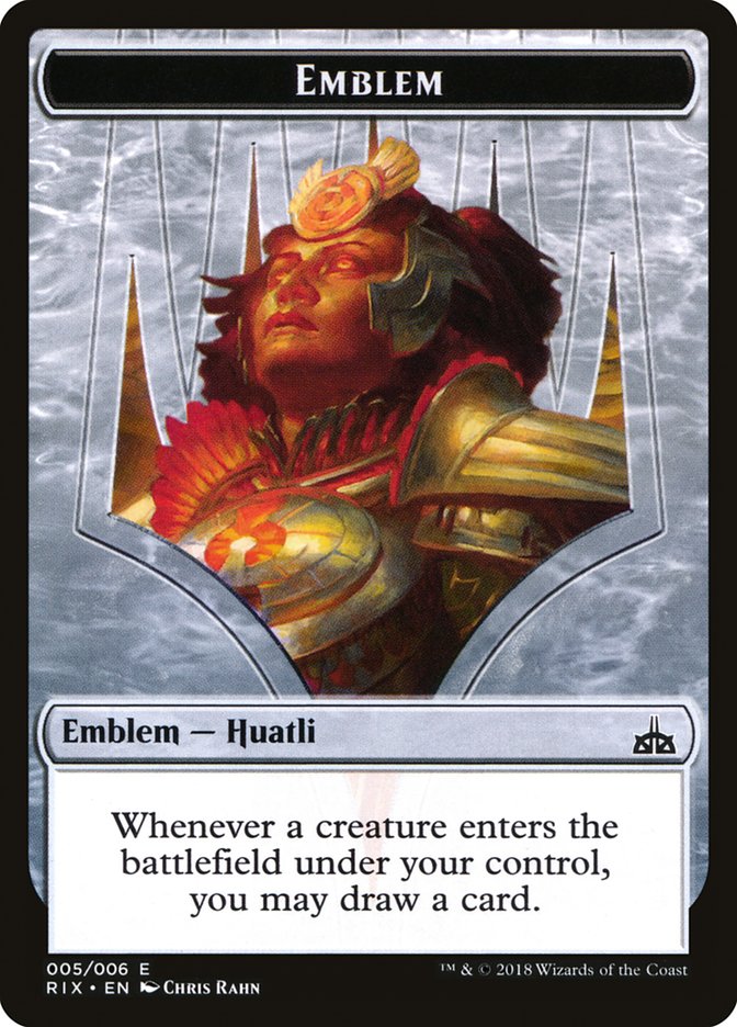 Huatli, Radiant Champion Emblem [Rivals of Ixalan Tokens] | Game Master's Emporium (The New GME)