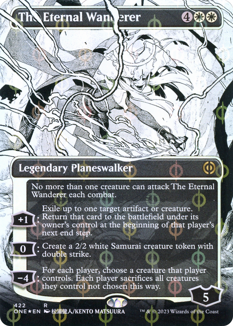 The Eternal Wanderer (Borderless Manga Step-and-Compleat Foil) [Phyrexia: All Will Be One] | Game Master's Emporium (The New GME)