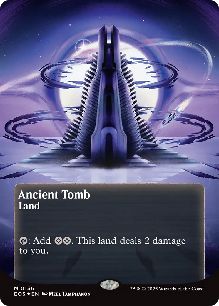Ancient Tomb (0136) (Borderless) (Galaxy Foil) [Edge of Eternities: Stellar Sights] | Game Master's Emporium (The New GME)