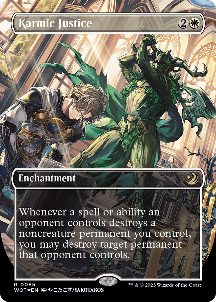 Karmic Justice (Anime Borderless) (Confetti Foil) [Wilds of Eldraine: Enchanting Tales] | Game Master's Emporium (The New GME)
