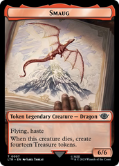 Smaug // Food (0023) Double-Sided Token (Surge Foil) [The Lord of the Rings: Tales of Middle-Earth Tokens] | Game Master's Emporium (The New GME)