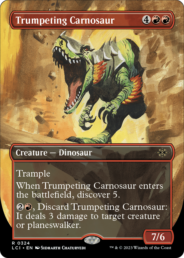 Trumpeting Carnosaur (Borderless) [The Lost Caverns of Ixalan] | Game Master's Emporium (The New GME)