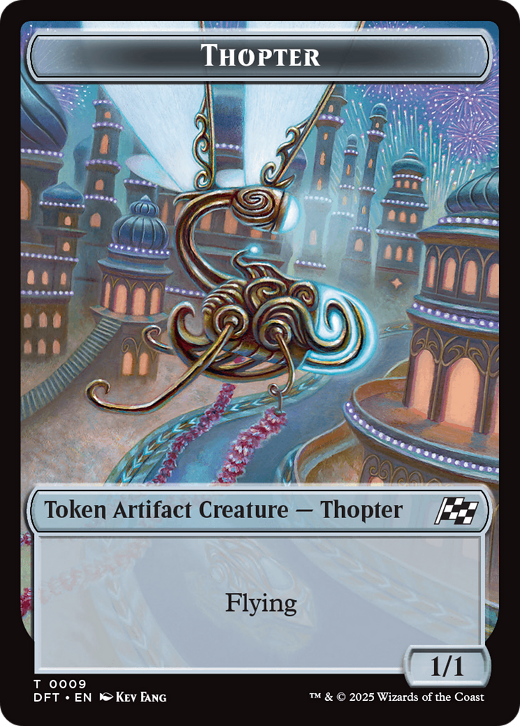 Golem (0015) // Thopter (0009) Double-Sided Token [Aetherdrift Commander Tokens] | Game Master's Emporium (The New GME)