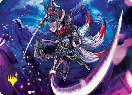 Blade-Blizzard Kitsune Art Card (Gold-Stamped Signature) [Kamigawa: Neon Dynasty Art Series] | Game Master's Emporium (The New GME)