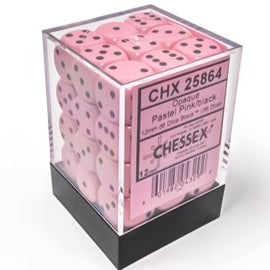 Chessex 36D6 Opaque Black/Pink 12mm Dice | Game Master's Emporium (The New GME)