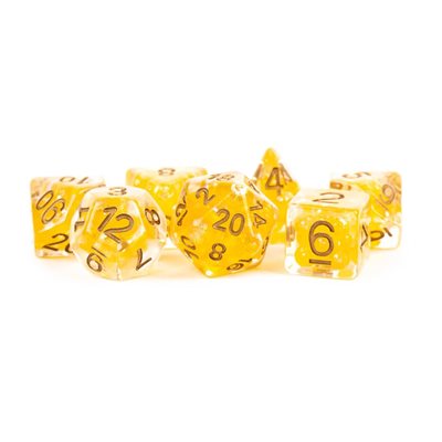 Fanroll 7pc Dice Pearl Citrine w/ Copper Numbers | Game Master's Emporium (The New GME)