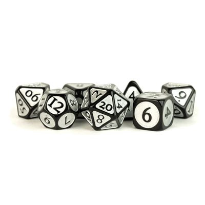 Fanroll 7pc Dice Black w/ Silver Enamel | Game Master's Emporium (The New GME)