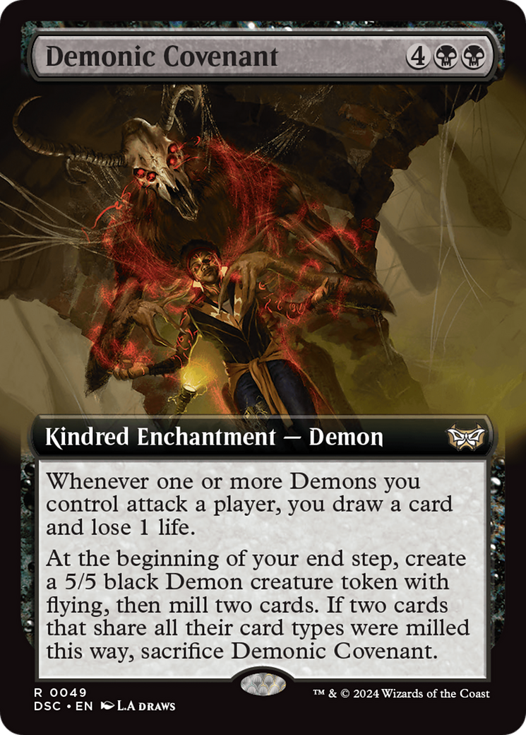 Demonic Covenant (Extended Art) [Duskmourn: House of Horror Commander] | Game Master's Emporium (The New GME)