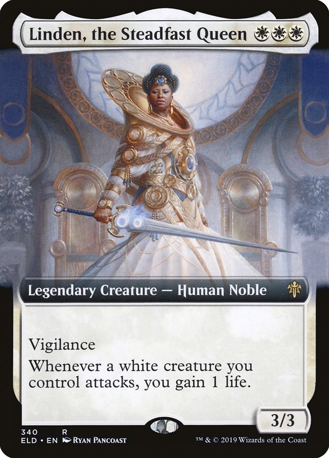 Linden, the Steadfast Queen (Extended Art) [Throne of Eldraine] | Game Master's Emporium (The New GME)