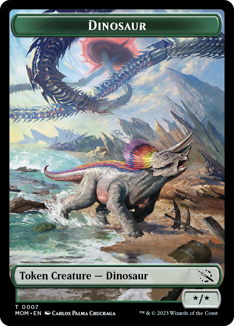 Warrior // Dinosaur Double-Sided Token [March of the Machine Tokens] | Game Master's Emporium (The New GME)