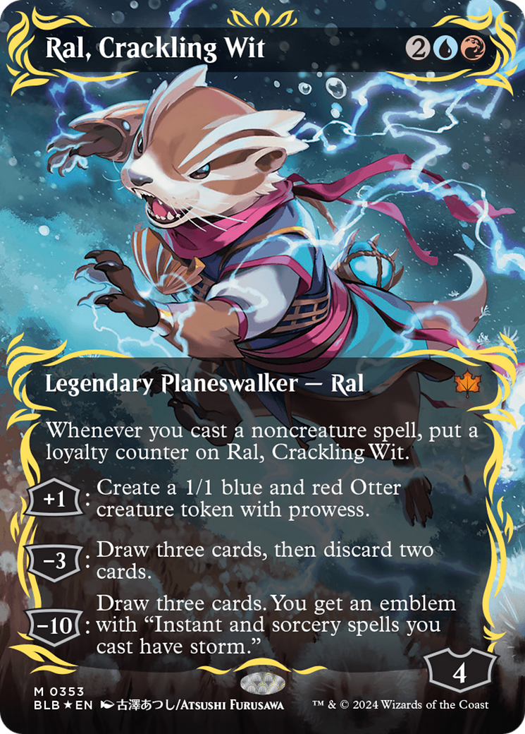 Ral, Crackling Wit (Borderless) (Raised Foil) [Bloomburrow] | Game Master's Emporium (The New GME)