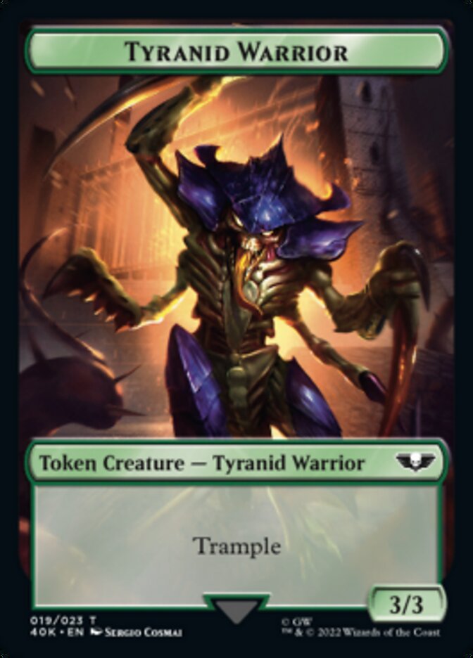 Tyranid (017) // Tyranid Warrior Double-Sided Token (Surge Foil) [Warhammer 40,000 Tokens] | Game Master's Emporium (The New GME)