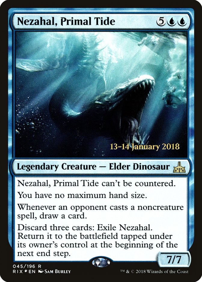 Nezahal, Primal Tide [Rivals of Ixalan Prerelease Promos] | Game Master's Emporium (The New GME)