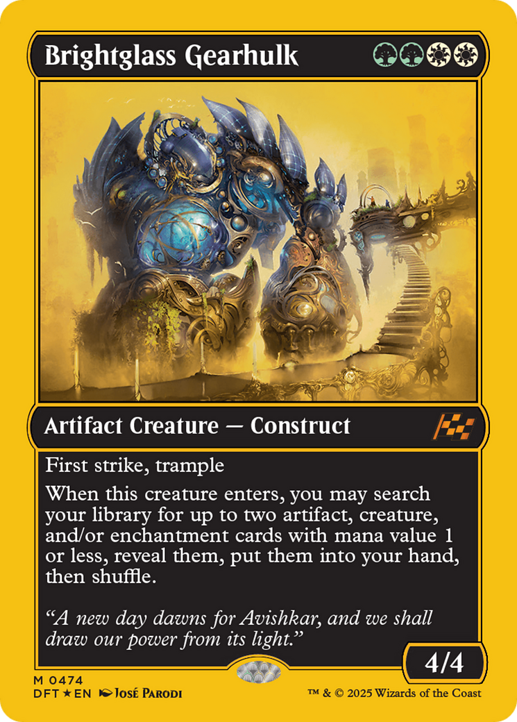 Brightglass Gearhulk (First-Place Foil) [Aetherdrift] | Game Master's Emporium (The New GME)