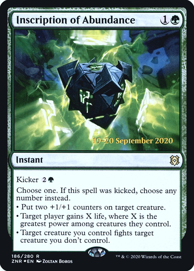 Inscription of Abundance [Zendikar Rising Prerelease Promos] | Game Master's Emporium (The New GME)
