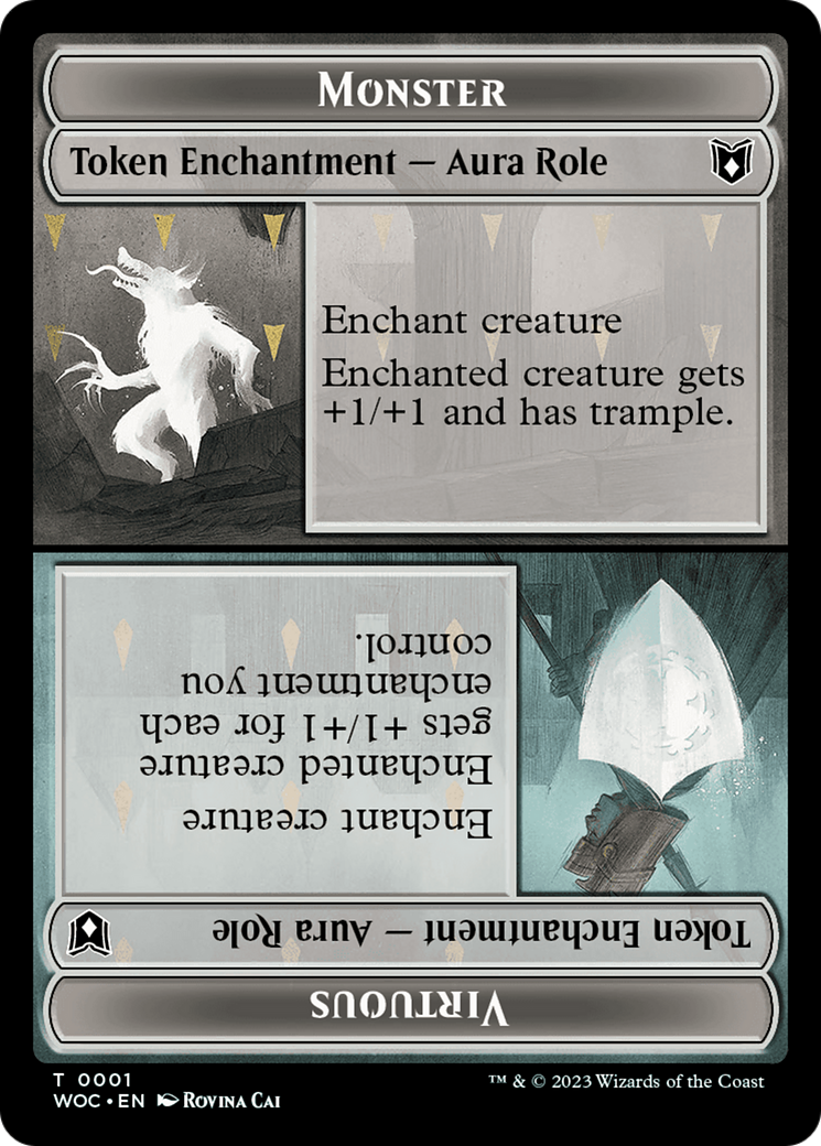 Copy // Monster Role / Virtuous Role Double-Sided Token [Wilds of Eldraine Commander Tokens] | Game Master's Emporium (The New GME)