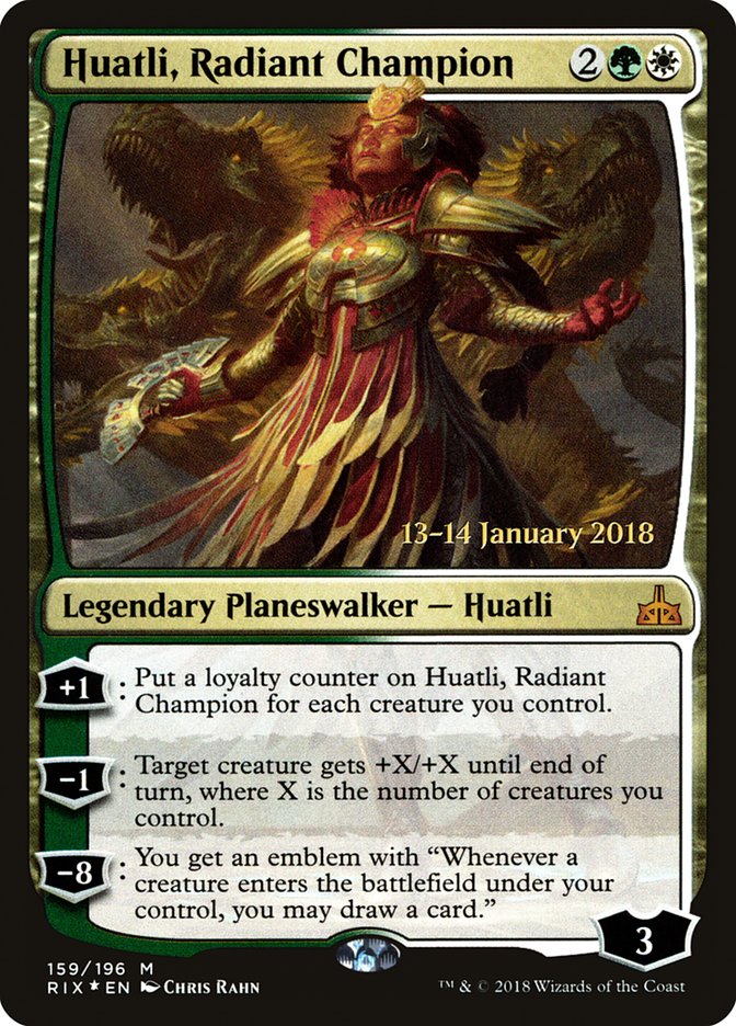 Huatli, Radiant Champion [Rivals of Ixalan Prerelease Promos] | Game Master's Emporium (The New GME)